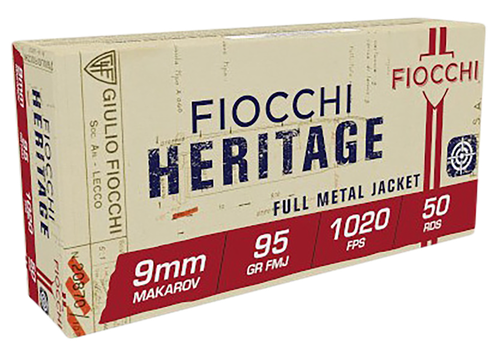 Fiocchi Shooting Dynamics Specialty Pistol Ammunition 9MAK, 9x18mm (9mm Makarov), Metal Case (MC), 95 GR, 1020 fps, 50 Rd/bx