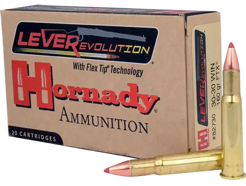 Hornady LeveRevolution Rifle Ammunition 82730, 30-30 Winchester, Flex Tip, 160 GR, 2400 fps, 20 Rd/bx