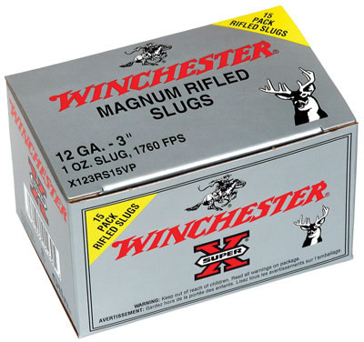 Winchester Super X Rifled Slugs X123RS15VP, 12 Gauge, 3 in, 1 oz, 1760 fps, 15 Rd/bx
