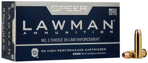 Speer Lawman Handgun Ammunition 53750, 38 Special +P, Total Metal Jacket (TMJ), 158 GR, 900 fps, 50 Rd/bx