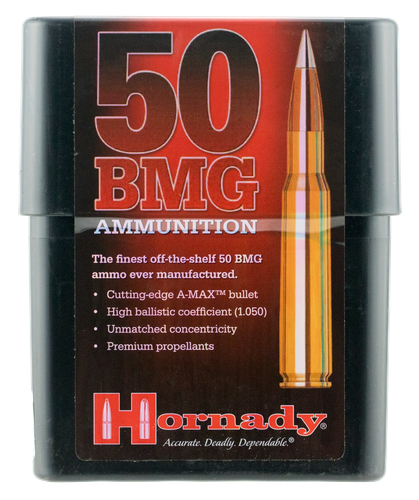 Hornady Match Ammunition 8270, 50 BMG, AMAX Match, 750 GR, 2815 fps, 10 Rd/bx