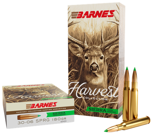 Barnes Harvest Rifle Ammunition 32403, 30-06 Springfield, Sierra Tipped GameKing, 180 gr, 20 Rd/Bx