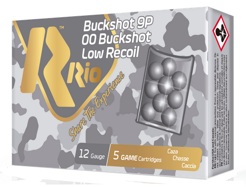 Rio Royal Buck Low Recoil Shotshells RBLR12900, 12 Gauge, 2-3/4", 1200 fps, #00 Buckshot, 5 Rd/Bx