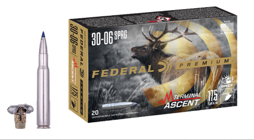 Federal Premium Berger Hybrid Rifle Ammunition P3006TA1, 30-06 Springfield, Terminal Ascent, 175 GR, 2730 fps, 20 Rds/Bx
