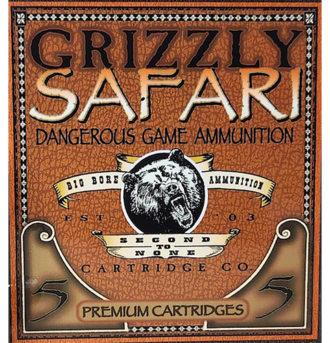 Grizzly Ammunition Safari Rifle Ammunition GC458L5, 458 Lott, Solid Brass, 500 GR, 5 Rd/bx