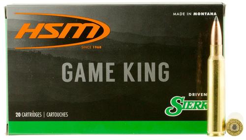 HSM Game King Rifle Ammunition 338RUM10N, 338 Rem Ultra Mag, Spitzer Boat Tail, 215 GR, 20 Rd/Bx