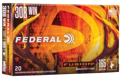 Federal Fusion Rifle Ammunition F308FS2, 308 Winchester, Fusion Ammunition, 165 GR, 2700 fps, 20 Rd/bx