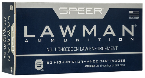 Speer Lawman Handgun Ammunition 53919, 357 SIG, Total Metal Jacket (TMJ), 125 GR, 1350 fps, 50 Rd/bx