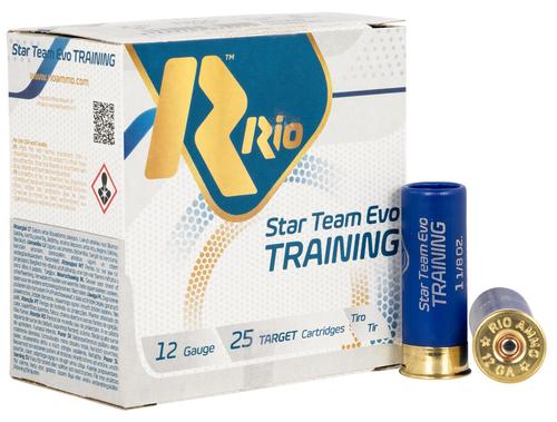 Rio Star Team EVO Shotshells STT328, 12 Gauge, 2-3/4", 1 1/8 oz, 1200 fps, #8 Lead Shot, 25 Rds/box