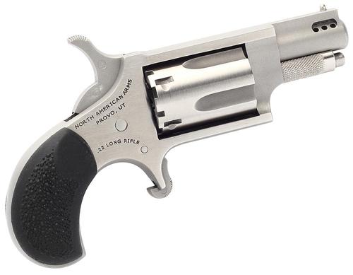 North American 22LRP Single Action Revolver NAA22LRP, 22 Long Rifle, 1.125", Wood Grips, Stainless Steel Finish, 5 Rds