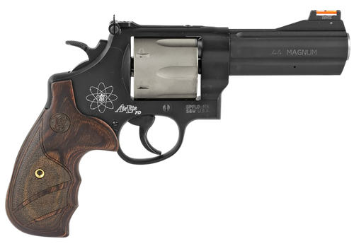 Smith & Wesson 329PD Revolver 163414, 44 Remington Mag, 4", Wood Grip, Matte Titanium Finish, 6 Rd, HiViz Sights