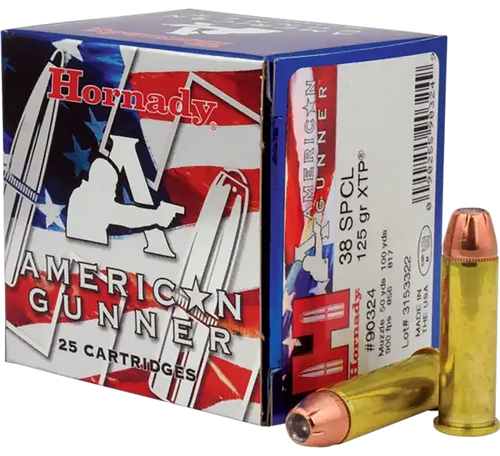 Hornady American Gunner Pistol Ammunition 90324, 38 Special, XTP, 125 GR, 900 fps, 25 Rd/bx