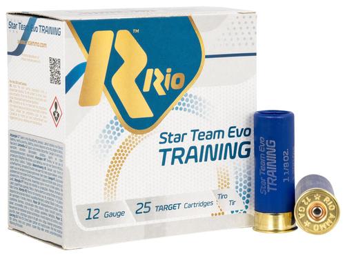 Rio Star Team EVO Training Shotshells STT3275, 12 Gauge, 2-3/4", 1 1/8 oz, 1200 fps, #7.5 Lead Shot, 25 Rds/box