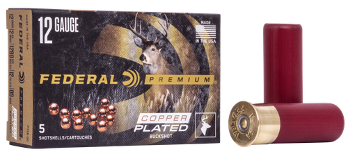 Federal Premium Vital-Shok P1584B, 12 Gauge, 3", 41 Pellets, 1210 fps, #4 Copper Plated Lead Buckshot, 5 Rd/bx