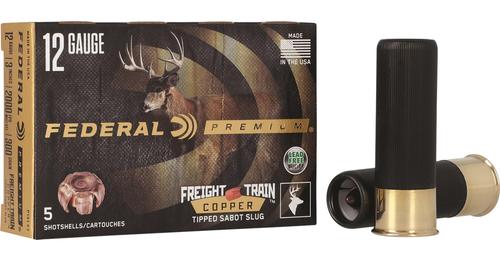 Federal Premium Freight Train Shotshells P151FT, 12 Gauge, 3", Copper Tipped Sabot Slug, 5 Rds/box