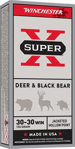 Winchester Super-X Rifle Ammunition X30301, 30-30 Winchester, Hollow Point (HP), 150 GR, 2390 fps, 20 Rd/bx