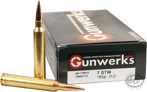Gunwerks Berger VLD Rifle Ammunition M6018, 7MM STW, 180 gr, 3075 fps, 20 Rd/Bx