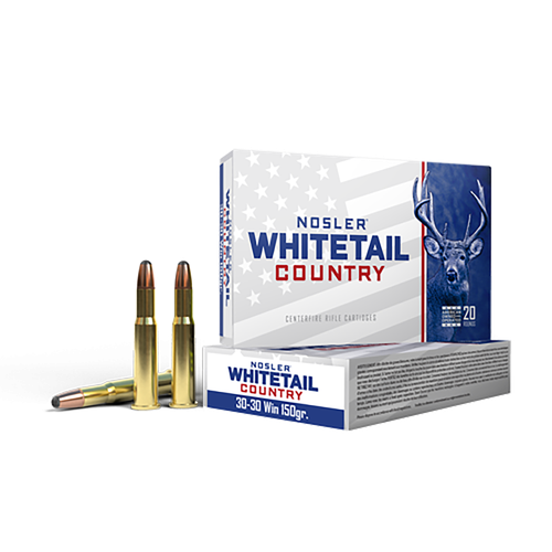 Nosler Whitetail Country Rifle Ammunition 40135, 30-30 Win, Spitzer Boat Tail, 150 gr, 20 Rd/Bx
