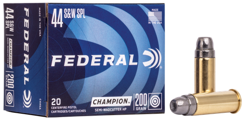 Federal Personal Defense Handgun Ammunition C44SA, 44 Special, Semi-Wadcutter Hollow Point (HP), 200 GR, 870 fps, 20 Rd/bx