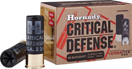 Hornady Critical Defense Shotgun Ammunition 86240, 12 Gauge, 2-3/4", 8 Pellets, #00 Lead Buckshot, 10 Rd/bx