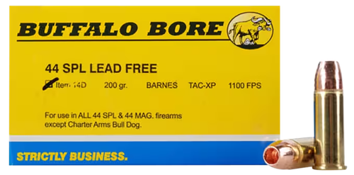 Buffalo Bore Pistol Ammunition 14D20, 44 Special, Barnes TAC-XP, 200 GR, 1100 fps, 20 Rd/Bx
