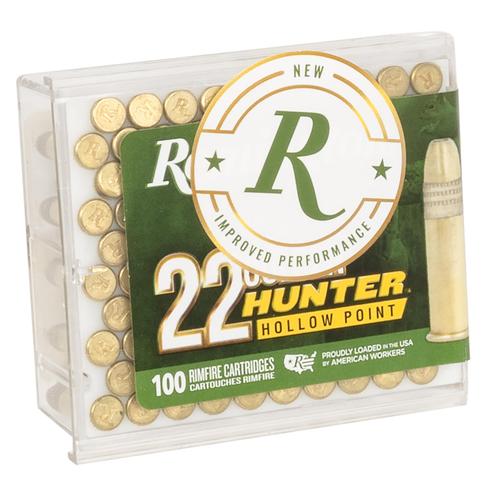 Remington Golden Hunter Rimfire Ammunition R21251, 22 LR, Plated Hollow Point, 40 gr, 1255 fps, 100 Rds/Bx