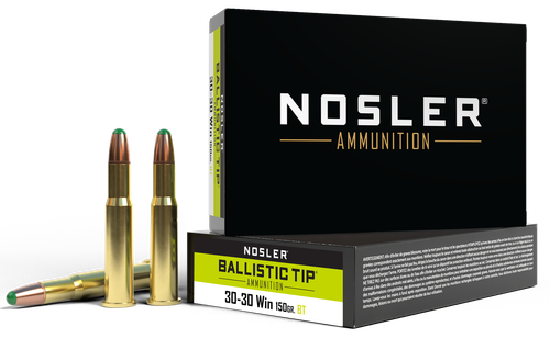 Nosler Ballistic Tip Rifle Ammunition 40065, 30-30 Winchester, RN Ballistic Tip, 150 GR, 2390 fps, 20 Rd/Bx