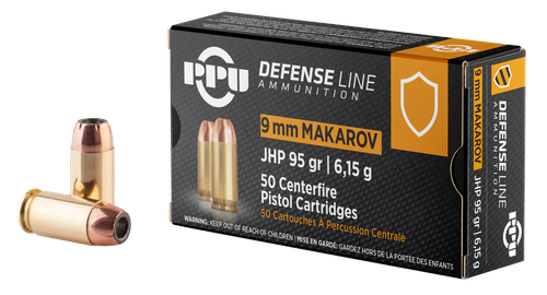 Prvi Partisan Pistol Ammunition PPD9M, 9x18 Makarov, JHP, 95 gr, 1015 fps, 50 Rd/Bx