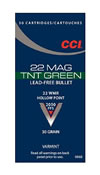 CCI TNT Green Rimfire Ammunition 0060, 22 Magnum (WMR), Hollow Point (HP), 30 GR, 2050 fps, 50 Rd/bx