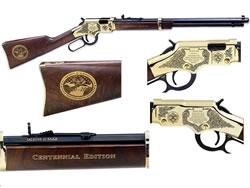 Henry Boy Scout Centennial Rimfire Rifle H004BSA, 22 LR, 20 in, Lever Action, Walnut Stock, Blue Steel Barrel/Brass Rcvr, 16 Rds