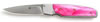 Columbia River Kommer Fulcrum Drop Point Folder Knife w/Pink Handle & Plain Edge 7403P