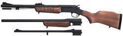 Rossi Single Shot Shotgun w Triple Barrel Set S202250YM 20 Gauge 22 LR 50 Black Powder 3 in Walnut Stock Blue Finish