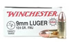 Winchester USA Centerfire Pistol Ammunition Q4318, 9 MM, Full Metal Jacket, 124 GR, 1140 fps, 50 Rds