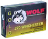 Wolf Gold Rifle Ammunition G270SP1, 270 Winchester, Jacketed Soft Point (SP), 150 GR, 2838 fps, 20 Rd/bx Wolf Gold Rifle Ammunition G270SP1, 270 Winchester, Jacketed Soft Point (SP), 150 GR, 2838 fps, 20 Rd/bx