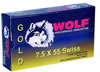Wolf Gold Rifle Ammunition G75SFMJ1, 7.5 MM X 55 MM Swiss, Full Metal Jacket (FMJ), 174 GR, 2526 fps, 20 Rd/bx