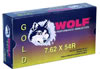 Wolf Gold Rifle Ammunition G54RSP1, 7.62x54mm Russian, Jacketed Soft Point (SP), 180 GR, 2641 fps, 20 Rd/bx