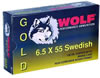 Wolf Gold Rifle Ammunition G65SSP1, 6.5 MM X 55 MM Swede, Jacketed Soft Point (SP), 139 GR, 2542 fps, 20 Rd/bx Wolf Gold Rifle Ammunition G65SSP1, 6.5 MM X 55 MM Swede, Jacketed Soft Point (SP), 139 GR, 2542 fps, 20 Rd/bx