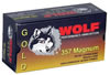 Wolf Gold Pistol Ammunition G357HP1, 357 Magnum, Semi-Jacketed Hollow Point (HP), 158 GR, 1607 fps, 50 Rd/bx Wolf Gold Pistol Ammunition G357HP1, 357 Magnum, Semi-Jacketed Hollow Point (HP), 158 GR, 1607 fps, 50 Rd/bx
