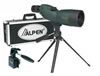 Alpen Waterproof Rubber Covered Spotting Scope 725KIT, 15-45x, 60mm, Green/Black, Case & Tripod