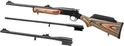 Rossi Matched Pair Youth RifleS2022243YGBL 243 Win 22LR 20 Gauge 22 in 18 5 in 22 in Green Brown Laminate Stock Matte Blue Finish