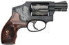 S&W 442 Airweight Revolver 150785, 38 Special+P, 1 1/8 in, Engraved Wood Grip, Matte Black Finish, 5 Rd