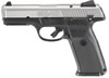 Ruger SR 40 Centerfire Pistol 3470, 40 S&W, 4.14 in, Black, High Performance, Glass Filler Nylon Grip, Brushed Stainless Steel Finish, 3-Dot Adjustable Sights, 15 Rd