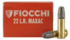 Fiocchi Match Training Rimfire Ammunition 22MAXAC, 22 Long Rifle, Round Nose (RN), 40 GR, 1148 fps, 50 Rd/bx Fiocchi Match Training Rimfire Ammunition 22MAXAC, 22 Long Rifle, Round Nose (RN), 40 GR, 1148 fps, 50 Rd/bx