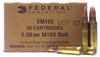 Federal XM Rifle Ammunition XM193, 5.56mm NATO, Full Metal Jacket Boat-Tail, 55 GR, 3165 fps, 20 Rd/bx