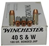 Winchester Pistol Cartridges Q4369, 40 S&W, Jacketed Hollow Point Bonded, 180 GR, 50 Rd/bx