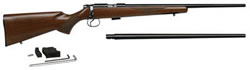 CZ-USA 455 American Rifle Combo 02120, 17 Hornady Magnum Rimfire/22Long Rifle, 20.5 in, Walnut Stock, Blue Finish