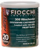 Fiocchi Canned Heat Rifle Ammunition 308CA, 308 Winchester, Full Metal Jacket Boat-Tail, 150 GR, 2890 fps, 20 Rd/can