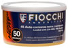 Fiocchi Canned Heat Pistol Ammunition 45CA, 45 ACP, Full Metal Jacket (FMJ), 230 GR, 830 fps, 50 Rd/can