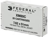 Federal XM Rifle Ammunition XM80C, 7.62mm x 51mm, Full Metal Jacket (FMJ), 149 GR, 20 Rd/bx