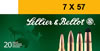 Sellier & Bellot Rifle Ammunition V330912U, 7mmX57mm Mauser, Soft Point Cut-through Edge, 173 GR, 2379 fps, 20 Rd/Bx